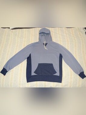 J. Crew Two-Tone Slate Blue and Navy Hooded Pullover
